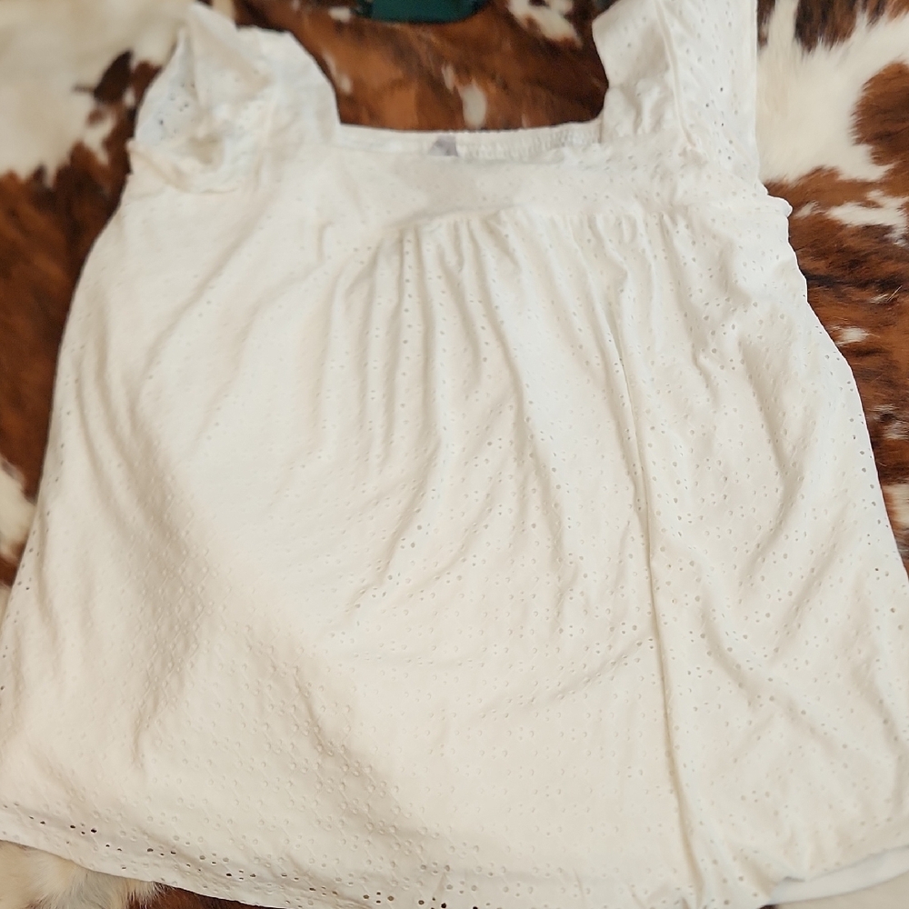 White Eyelet Sleeveless Top